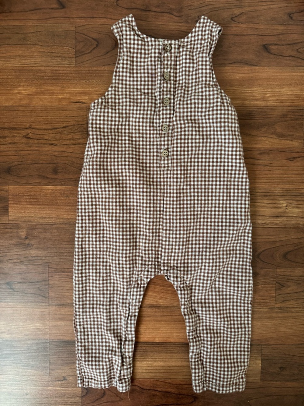 Rylee + Cru | Brown and White Gingham Overalls